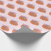 ピンクかわいらしカボチャフローラガーリー誕生日 ラッピングペーパー (角)