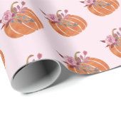 ピンクかわいらしカボチャフローラガーリー誕生日 ラッピングペーパー (ロールコーナー)