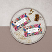 ピンクかわいらしカラフルブルーコーラル花柄 名刺