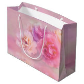 ピンクかわいらしカーネシスタイリッシュス写真誕生日 ラージペーパーバッグ (裏面アングル)