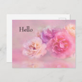 ピンクかわいらしカーネーションスタイリッシュ写真こんにちは ポストカード (正面/裏面)