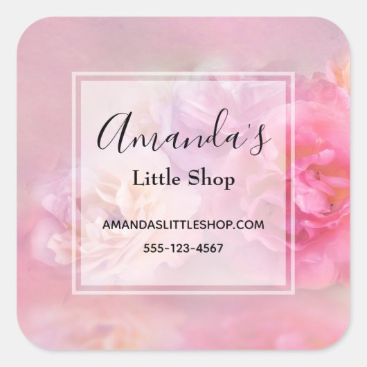 ピンクかわいらしカーネーションスタイリッシュ写真事業 スクエアシール (正面)