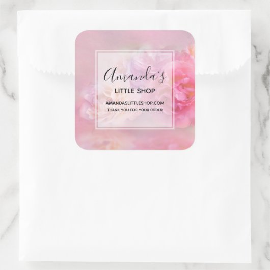 ピンクかわいらしカーネーションスタイリッシュ写真事業 スクエアシール (バッグ)