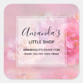 ピンクかわいらしカーネーションスタイリッシュ写真事業 スクエアシール (正面)