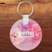 ピンクかわいらしカーネーションスタイリッシュ写真 キーホルダー (正面)