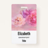 ピンクかわいらしカーネーションスタイリッシュ写真 バッジ (正面)