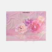 ピンクかわいらしカーネーションスタイリッシュ写真 フリースブランケット (正面(横))