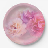 ピンクかわいらしカーネーションスタイリッシュ写真 ペーパープレート (正面)
