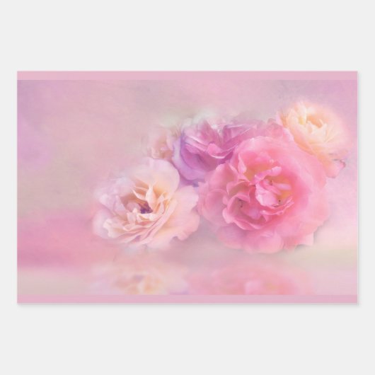 ピンクかわいらしカーネーションスタイリッシュ写真 ラッピングペーパーシート (正面3)