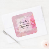 ピンクかわいらしカーネーション写真スタイリッシュキャンドル スクエアシール (封筒)
