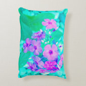ピンクかわいらしガーデンフロックスフラワーオンアクアマリン アクセントクッション (裏面(縦))