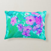 ピンクかわいらしガーデンフロックスフラワーオンアクアマリン アクセントクッション (裏面)