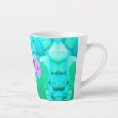 ピンクかわいらしガーデンフロックスフラワーオンアクアマリン カフェラテマグ (右)