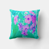 ピンクかわいらしガーデンフロックスフラワーオンアクアマリン クッション (裏面)