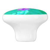 ピンクかわいらしガーデンフロックスフラワーオンアクアマリン セラミックノブ (側面)