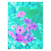 ピンクかわいらしガーデンフロックスフラワーオンアクアマリン テーブルクロス (正面)