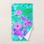 ピンクかわいらしガーデンフロックスフラワーオンアクアマリン ハンドタオル (ハンドタオル)
