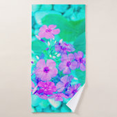 ピンクかわいらしガーデンフロックスフラワーオンアクアマリン バスタオル (バスタオル)