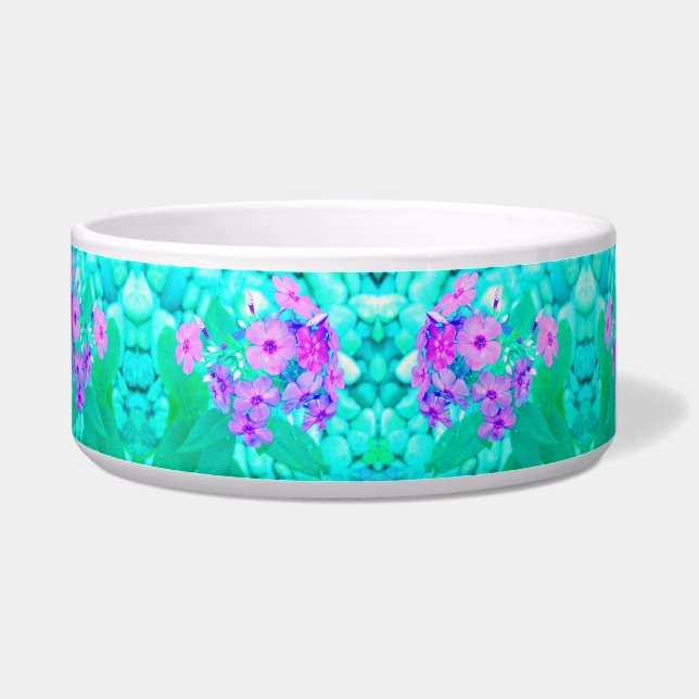 ピンクかわいらしガーデンフロックスフラワーオンアクアマリン ボウル (右)