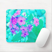 ピンクかわいらしガーデンフロックスフラワーオンアクアマリン マウスパッド (マウス)