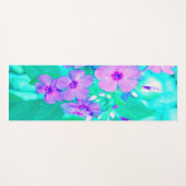 ピンクかわいらしガーデンフロックスフラワーオンアクアマリン ヨガマット (正面(横))