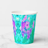 ピンクかわいらしガーデンフロックスフラワーオンアクアマリン 紙コップ (裏面)