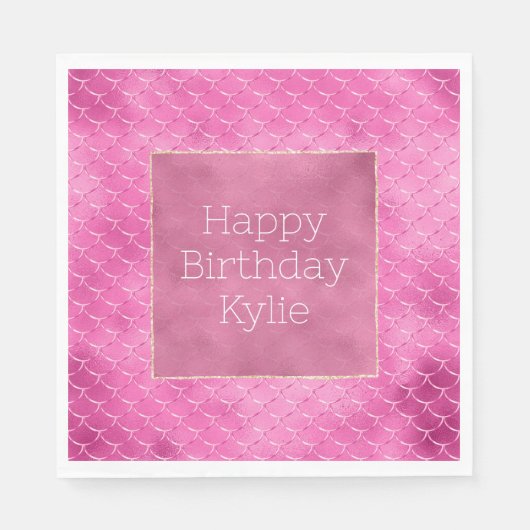 ピンクかわいらしガーリーの人魚 スタンダードランチョンナプキン (正面)