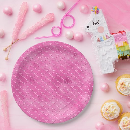 ピンクかわいらしガーリーの人魚 ペーパープレート (パーティー)