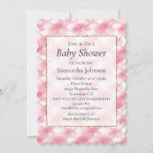 ピンクかわいらしガーリータフツ赤ちゃんシャワー 招待状 (正面)