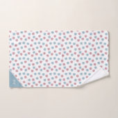 ピンクかわいらしガーリーブルーかわいいフラワーモノグラム バスタオルセット (ハンドタオル)