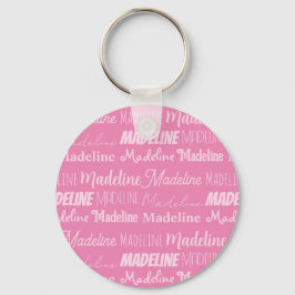 ピンクかわいらしガールズネームフォントコラージュカスタム10代の キーホルダー