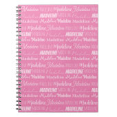 ピンクかわいらしガールズネームフォントコラージュカスタム10代の ノートブック (正面)