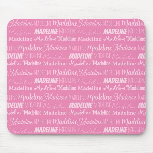ピンクかわいらしガールズネームフォントコラージュカスタム10代の マウスパッド (正面)