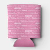 ピンクかわいらしガールズネームフォントコラージュカスタム10代の 缶クーラー (裏面)