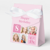 ピンクかわいらしガールズ写真カスタム誕生日パーティー フェイバーボックス (正面サイド)