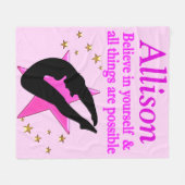 ピンクかわいらしガールパーソナライズされたダイバーブランケット フリースブランケット (正面(横))