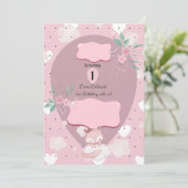 ピンクかわいらしキツネの最初の誕生日の招待状 招待状 (スタンド正面)