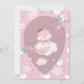 ピンクかわいらしキツネの最初の誕生日の招待状 招待状 (裏面)