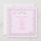 ピンクかわいらしキンセアニェラパーティーティアラ蝶2 招待状 (裏面)