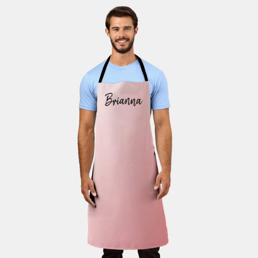 ピンクかわいらしクグラデーション エプロン (着用した状態)