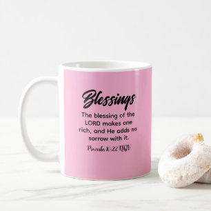 ピンクかわいらしクリスチャン信仰恵み聖句 コーヒーマグカップ