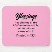 ピンクかわいらしクリスチャン信仰聖句 マウスパッド (正面)