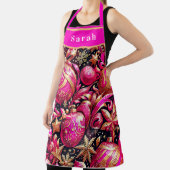 ピンクかわいらしクリスマスオーナメントの雪の結晶 エプロン (インサイチュ)