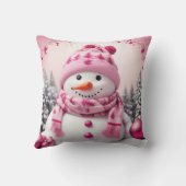 ピンクかわいらしクリスマス雪だるま クッション (裏面)