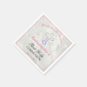 ピンクかわいらしクロスガールズファースト・コミュニオンサンキュー スタンダードカクテルナプキン (角)
