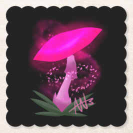 ピンクかわいらしク白熱［赤熱］光を放つキノコ ペーパーコースター