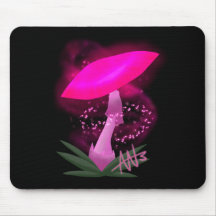 ピンクかわいらしク白熱［赤熱］光を放つキノコ