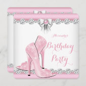 ピンクかわいらしグラマーハイヒール誕生日パーティー2 招待状