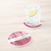 ピンクかわいらしグラムティンセルストライプズ コースター (側面)