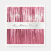 ピンクかわいらしグラムティンセルストライプズ スタンダードランチョンナプキン (正面)